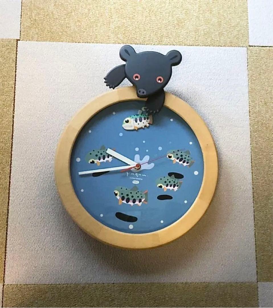 希少 美品】村上康成 ペロくまくんとヤマメ 掛け時計 CITIZEN - メルカリ