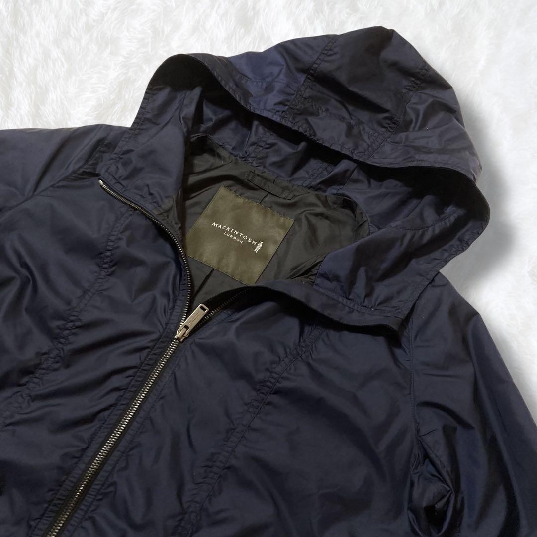 美品 マッキントッシュ ロンドン 撥水 ナイロンコート フーデッド