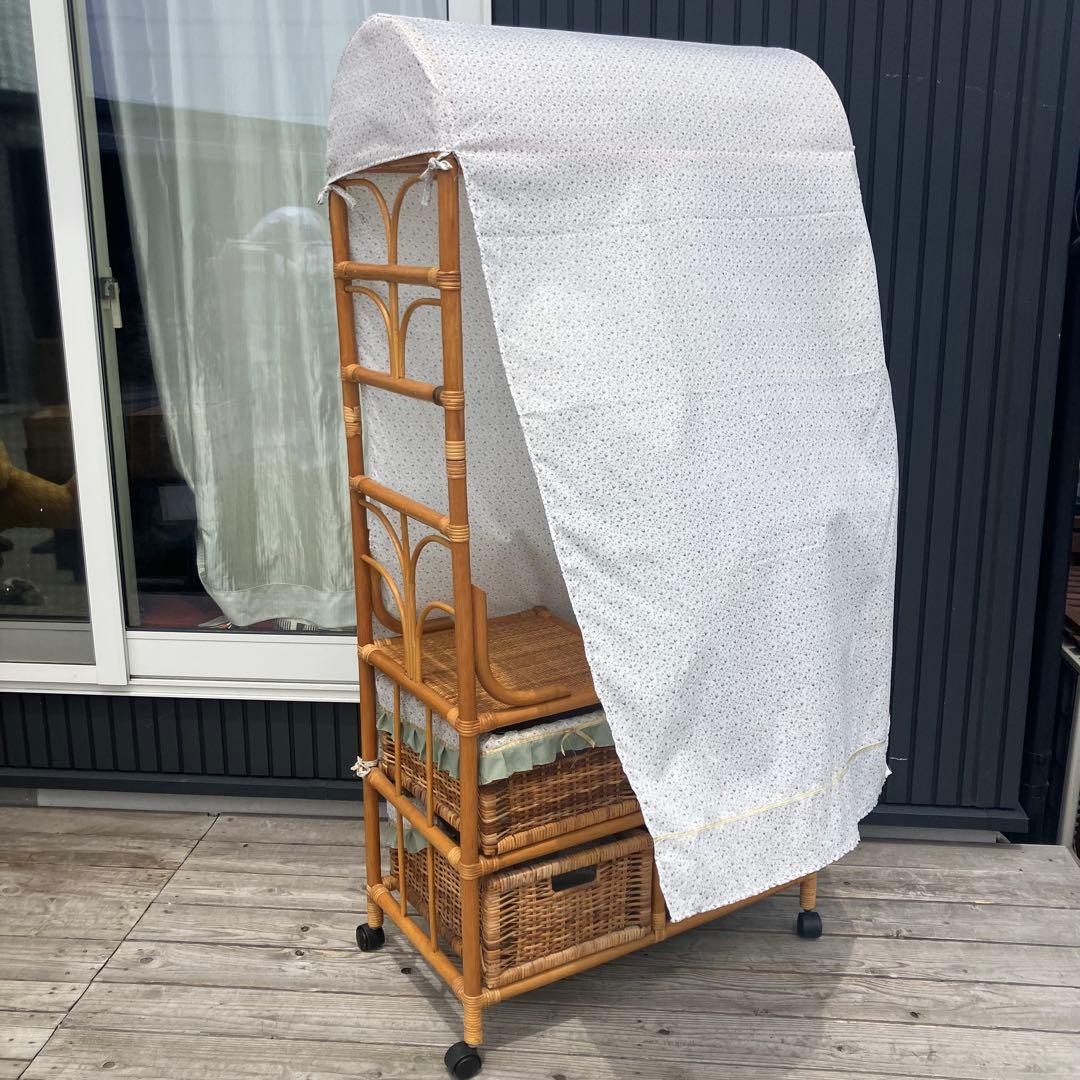 昭和レトロ アーチ型 ラタンハンガーラック 籐家具 古道具 古家具