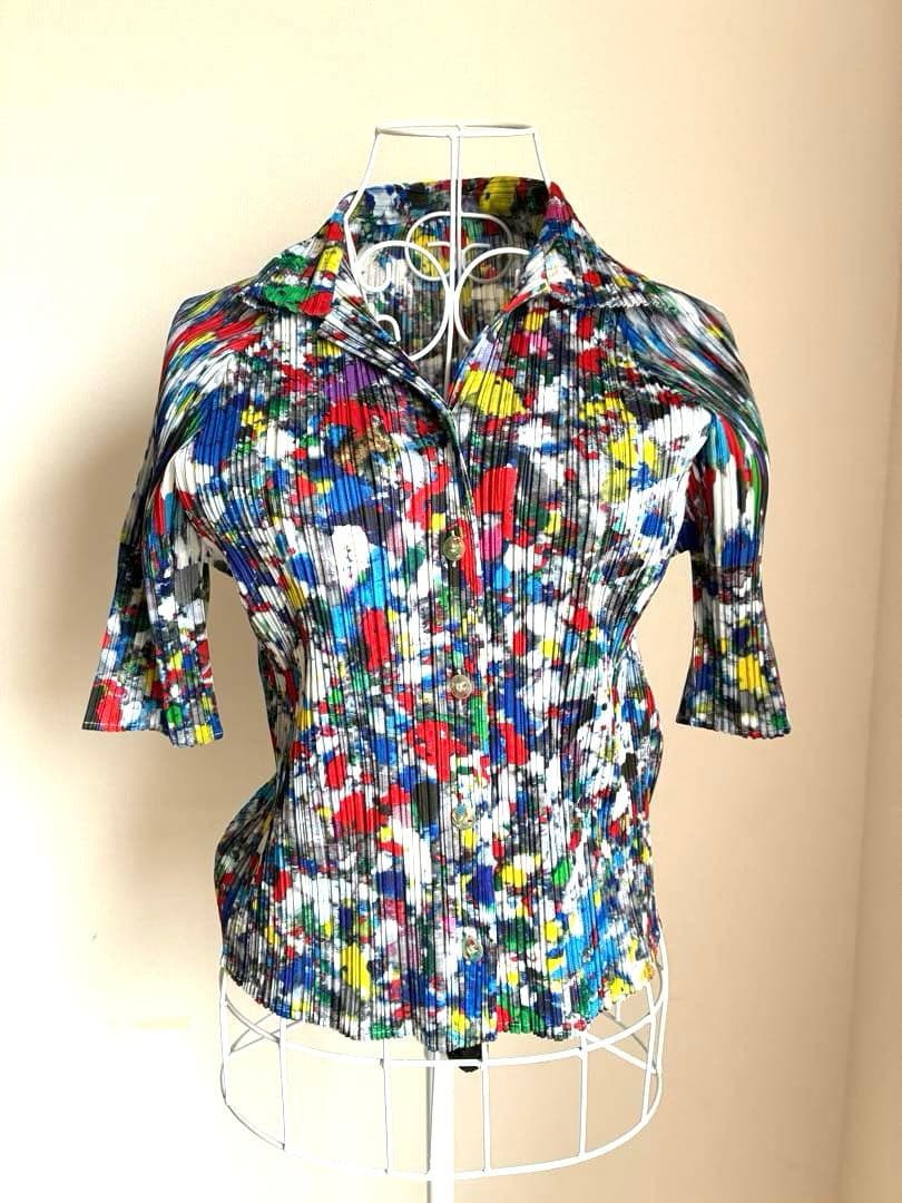 プリーツプリーズ前開き半袖シャツ PLEATS PLEASE ISSEY MIYAKE - プリーツプリーズ イッセイミヤケ