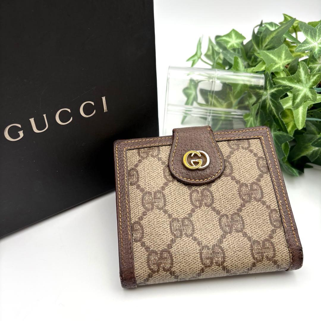 GUCCI オールドグッチ GG柄 がま口二つ折り財布 PVC ヴィンテージ
