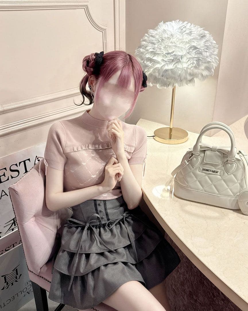 新品未使用 ミシェルマカロン ティアードフリルスカート XS グレー