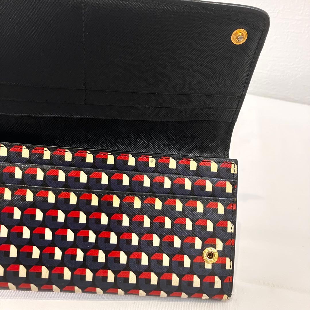 PRADA（プラダ） 二つ折り長財布 三角ロゴ サフィアーノレザー レッドx