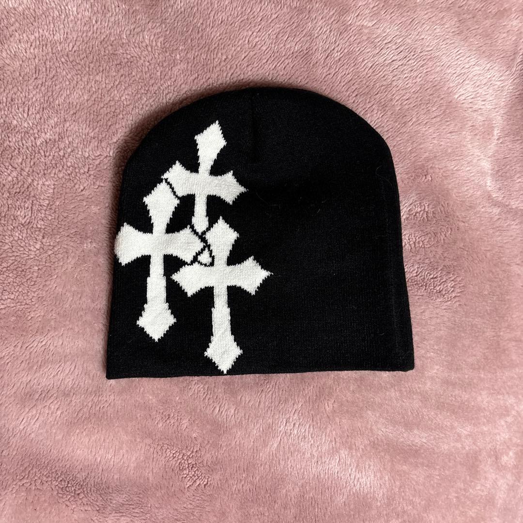 黒 十字架模様 ニット帽 y2k 新品未使用 - メルカリ