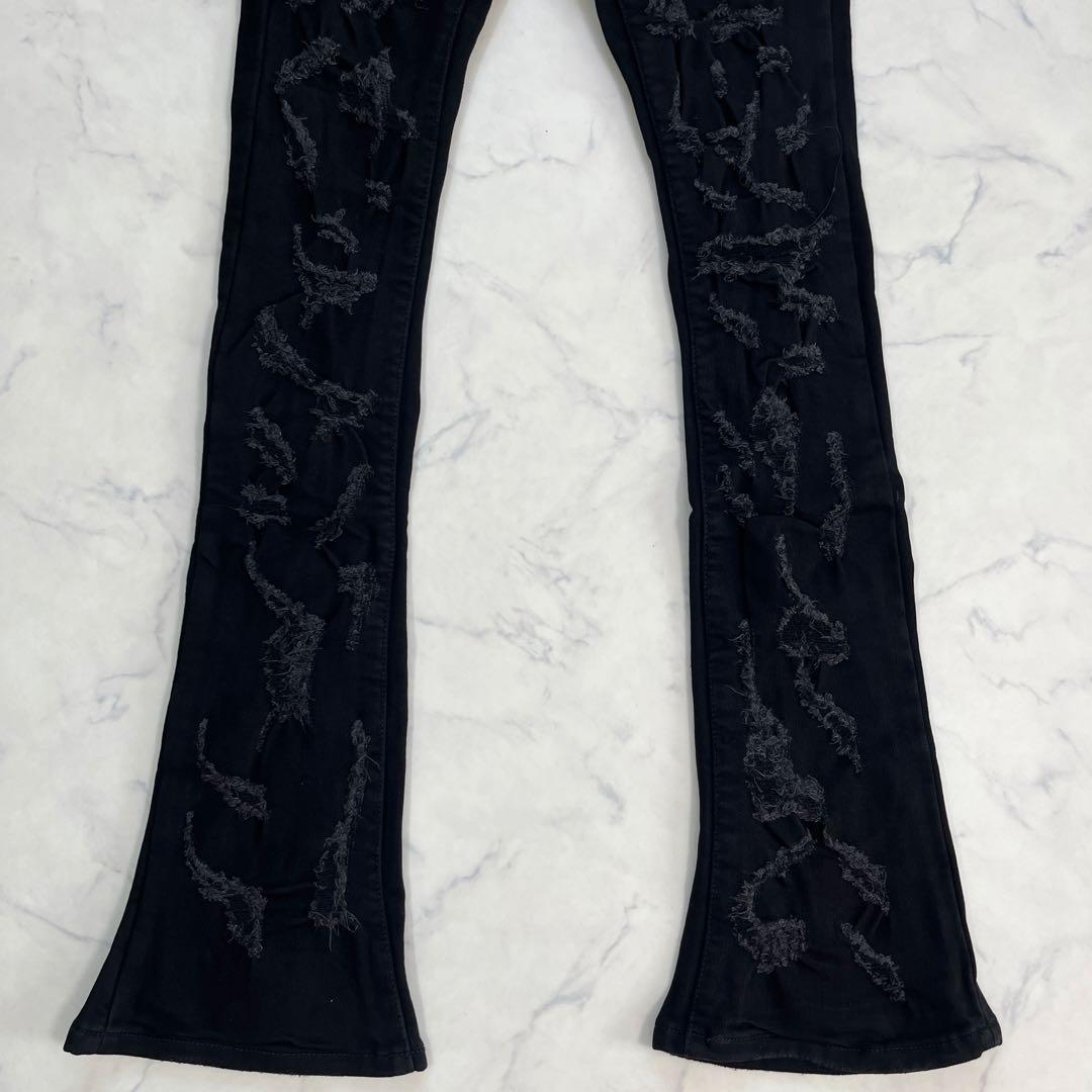 valabasas バラバサス ハードクラッシュスキニーフレアデニム 黒 29