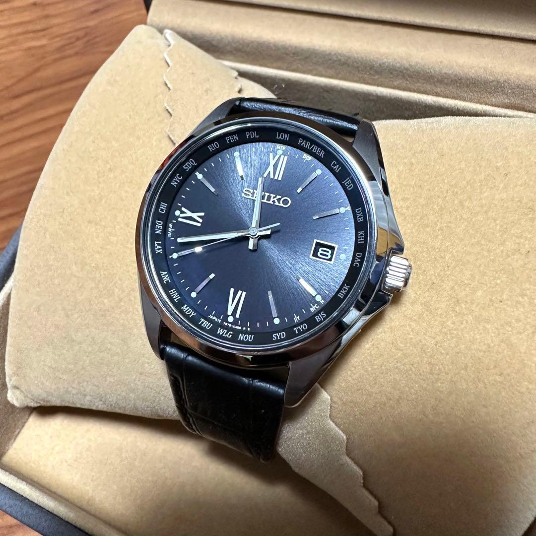 美品 セイコー セレクション SBTM297 レザーバンド 電波ソーラー
