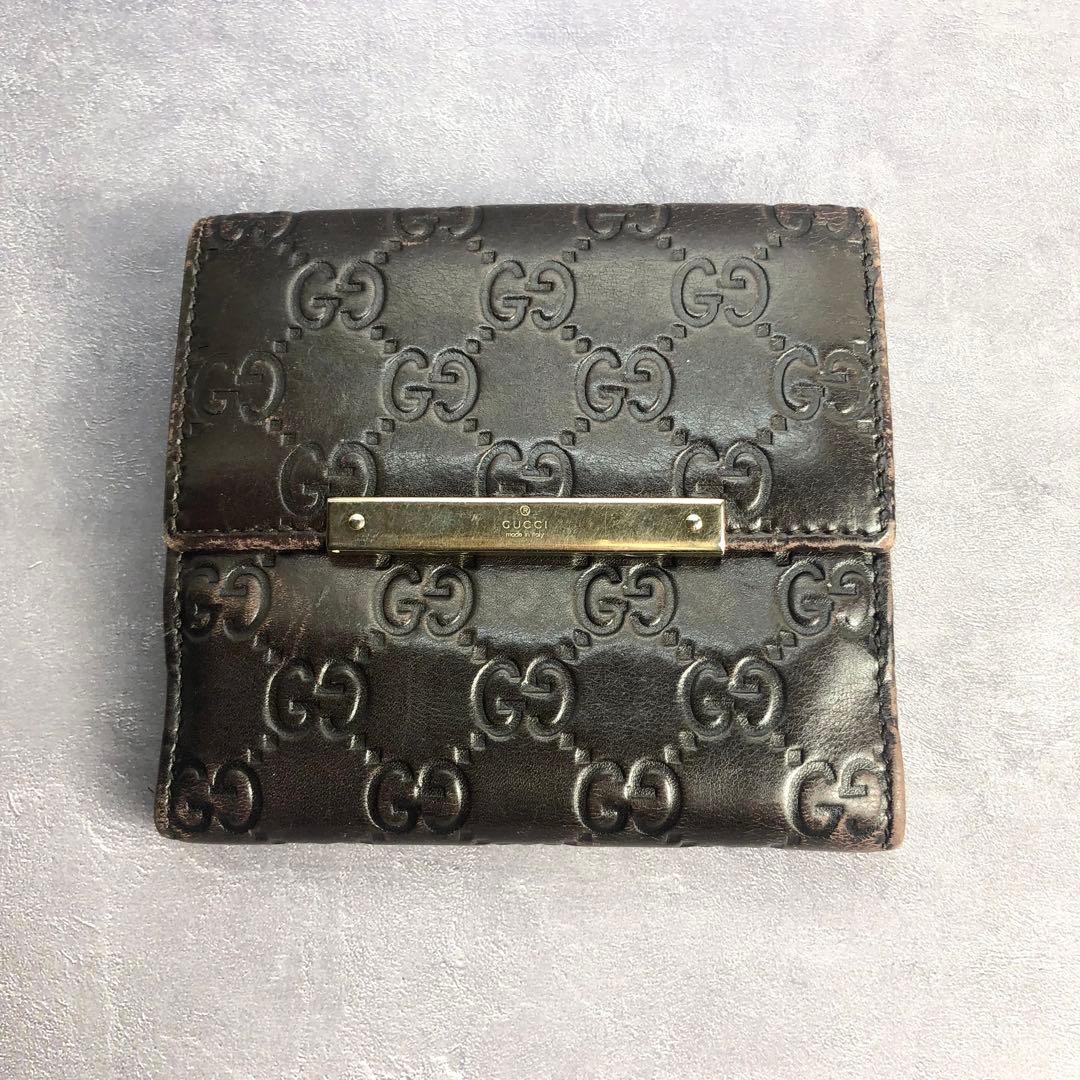 ✨️美品✨️ GUCCI グッチ シマ 二つ折り財布 レザー ゴールド金具