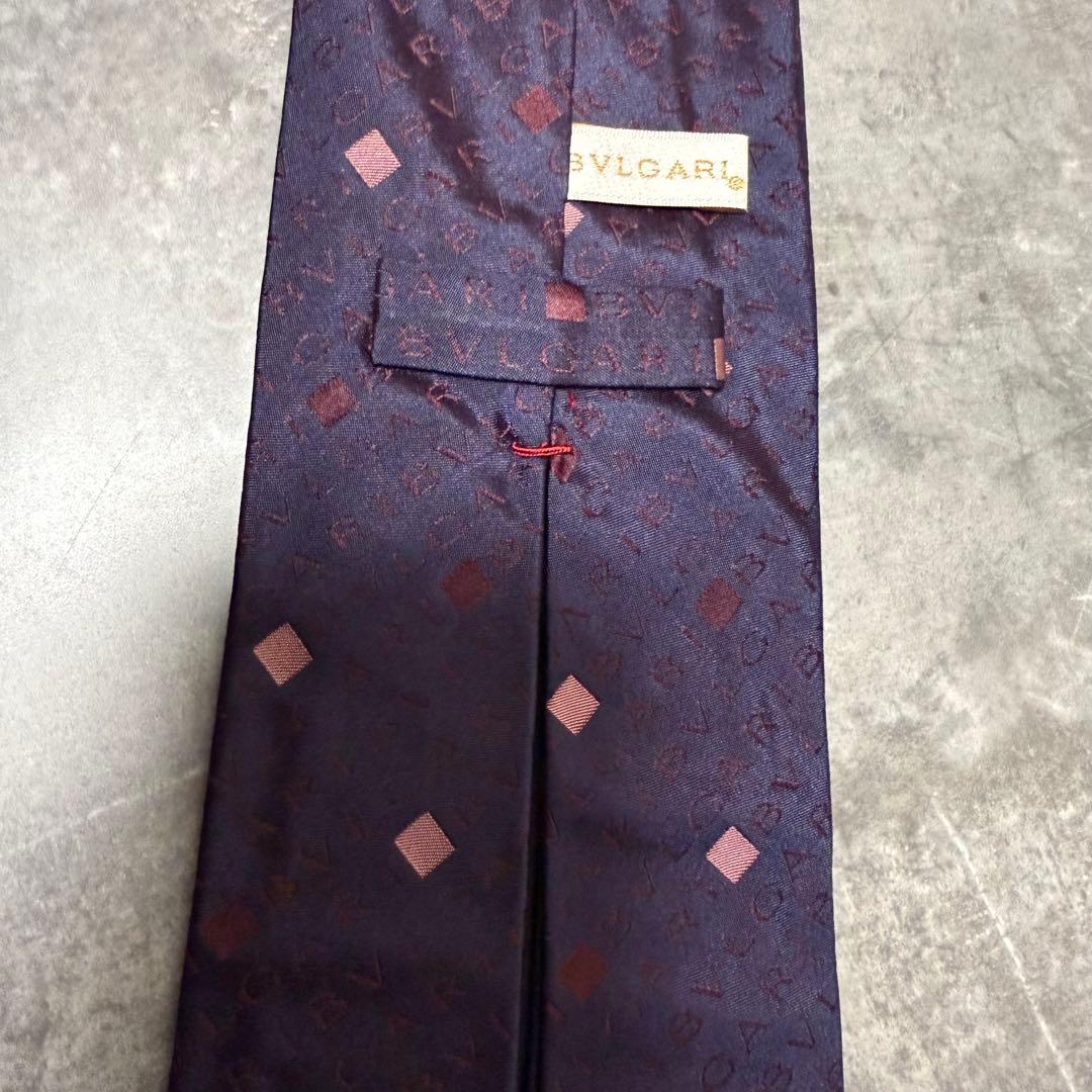 ✨美品✨】BVLGARI ブルガリ ネクタイ セッテピエゲ ロゴ 総柄 シルク
