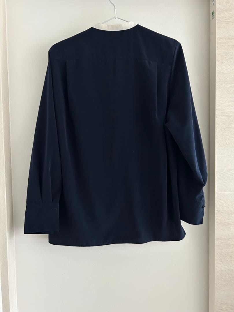 極美品 ボールジィ クリアデシン ボウタイブラウス ネイビー 長袖 36
