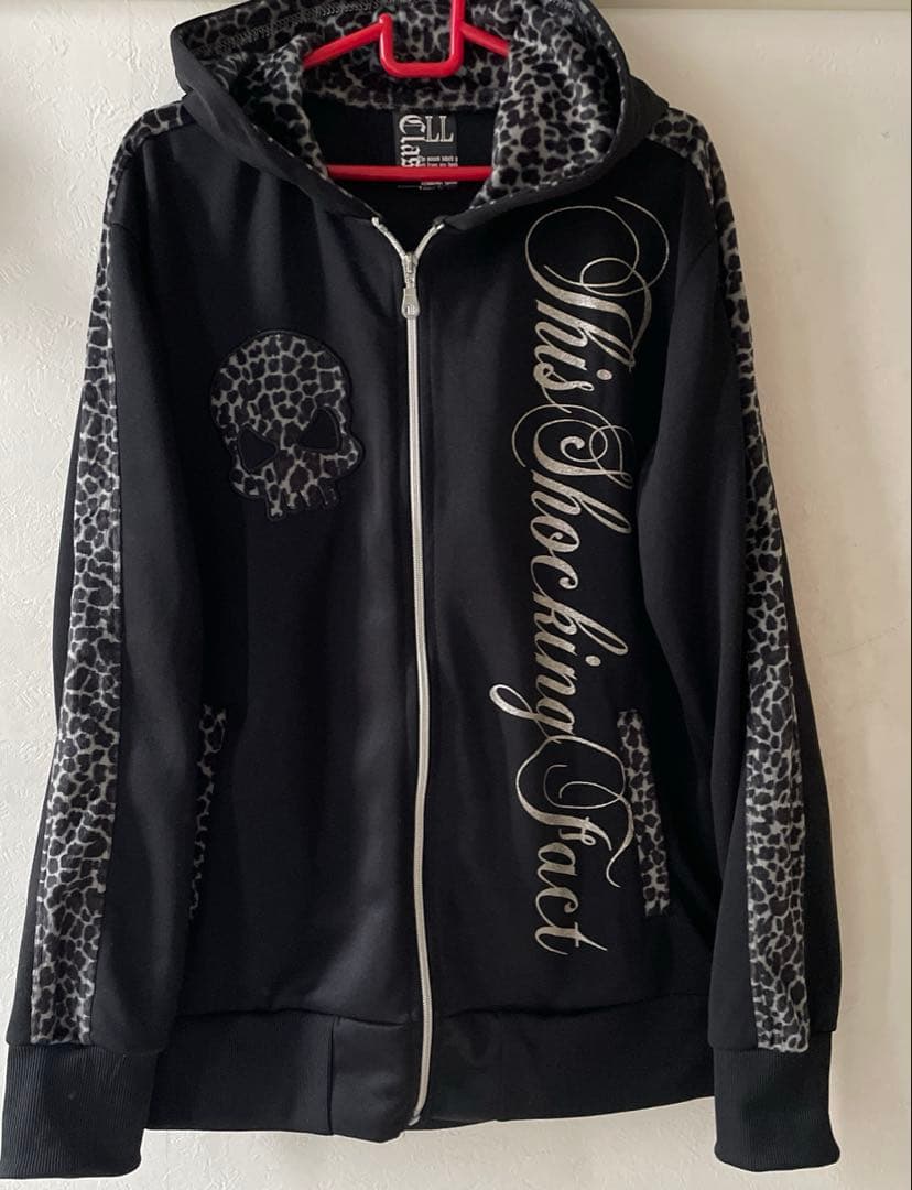 00s y2k スカル ジップパーカー フェアリーグランジ 平成 B系　ヒョウ柄 00s y2k スカル ジップパーカー フェアリーグランジ 平成 B系 ヒョウ柄