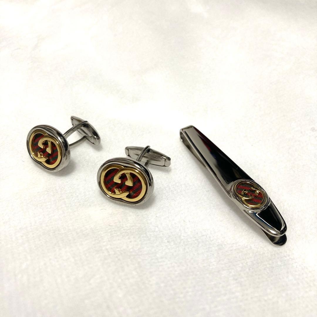 希少【美品】GUCCI カフス&タイピンセット シェリーライン グッチ