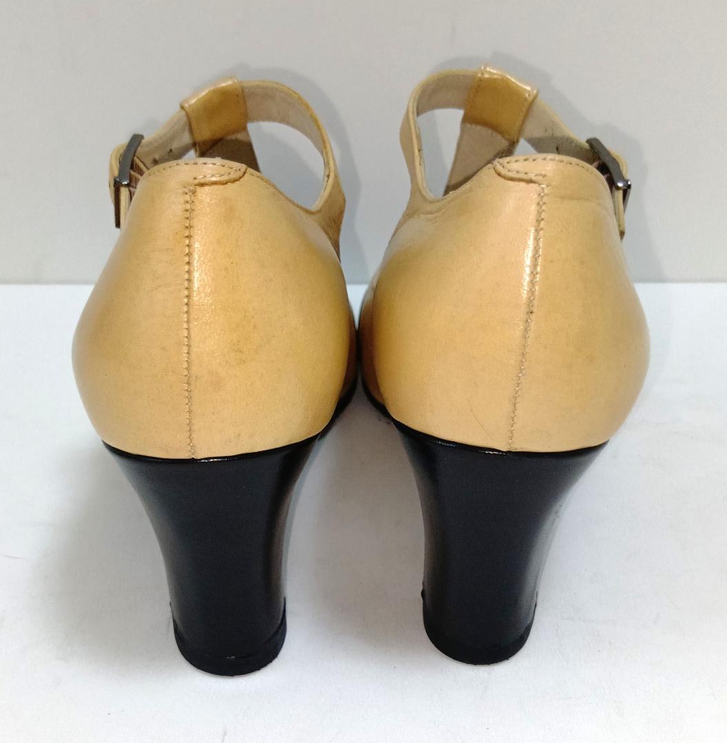 【リペア済】シャネル 23.5cm パンプス ココマーク バイカラー ストラップ