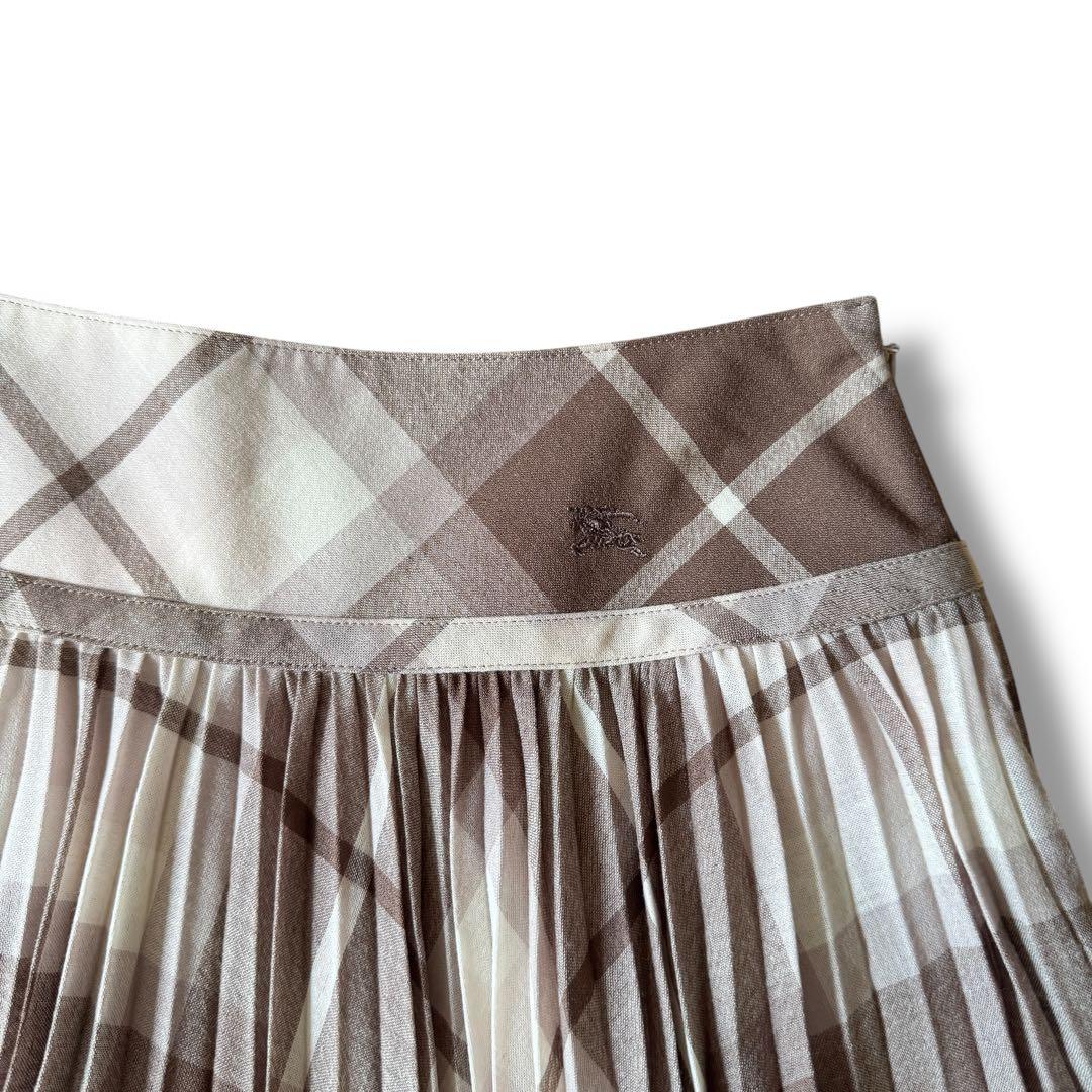 美品✨バーバリー 巻きスカート ノバチェック プリーツ 牛革ベルト y2k