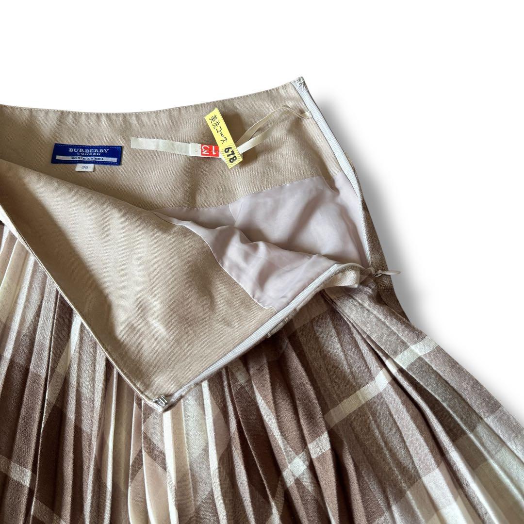 美品✨バーバリー 巻きスカート ノバチェック プリーツ 牛革ベルト y2k