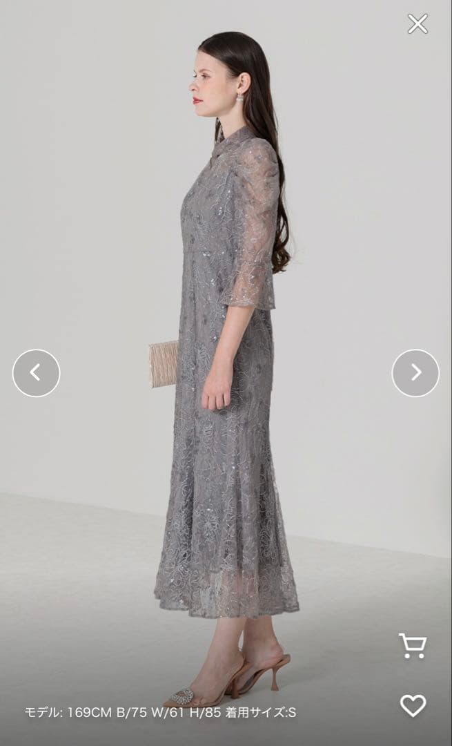 LEJA/スパンコール花柄パフスリーブマーメイドワンピースドレス結婚式