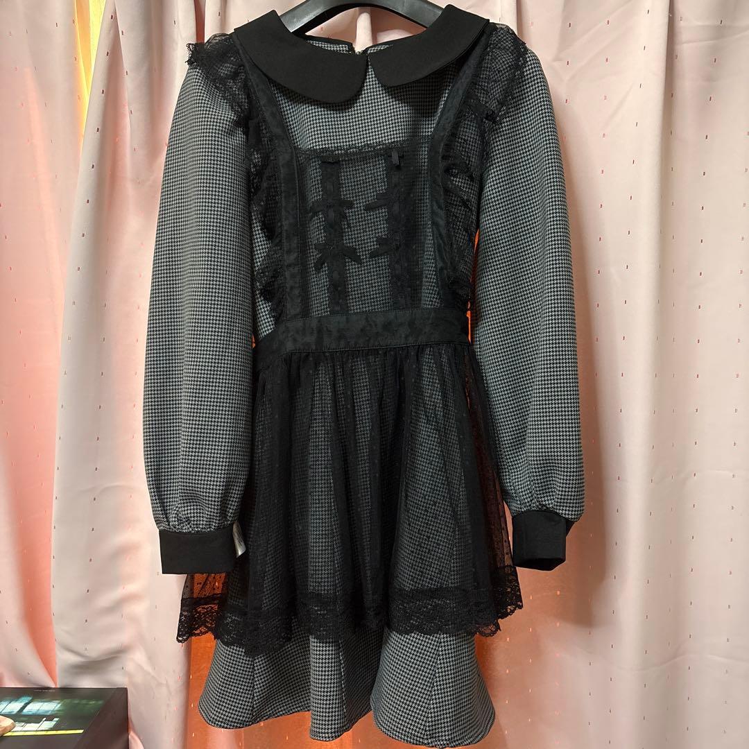 pium チュールエプロン付き丸襟ワンピース ミックス チュールエプロン付き丸襟ワンピース – pium