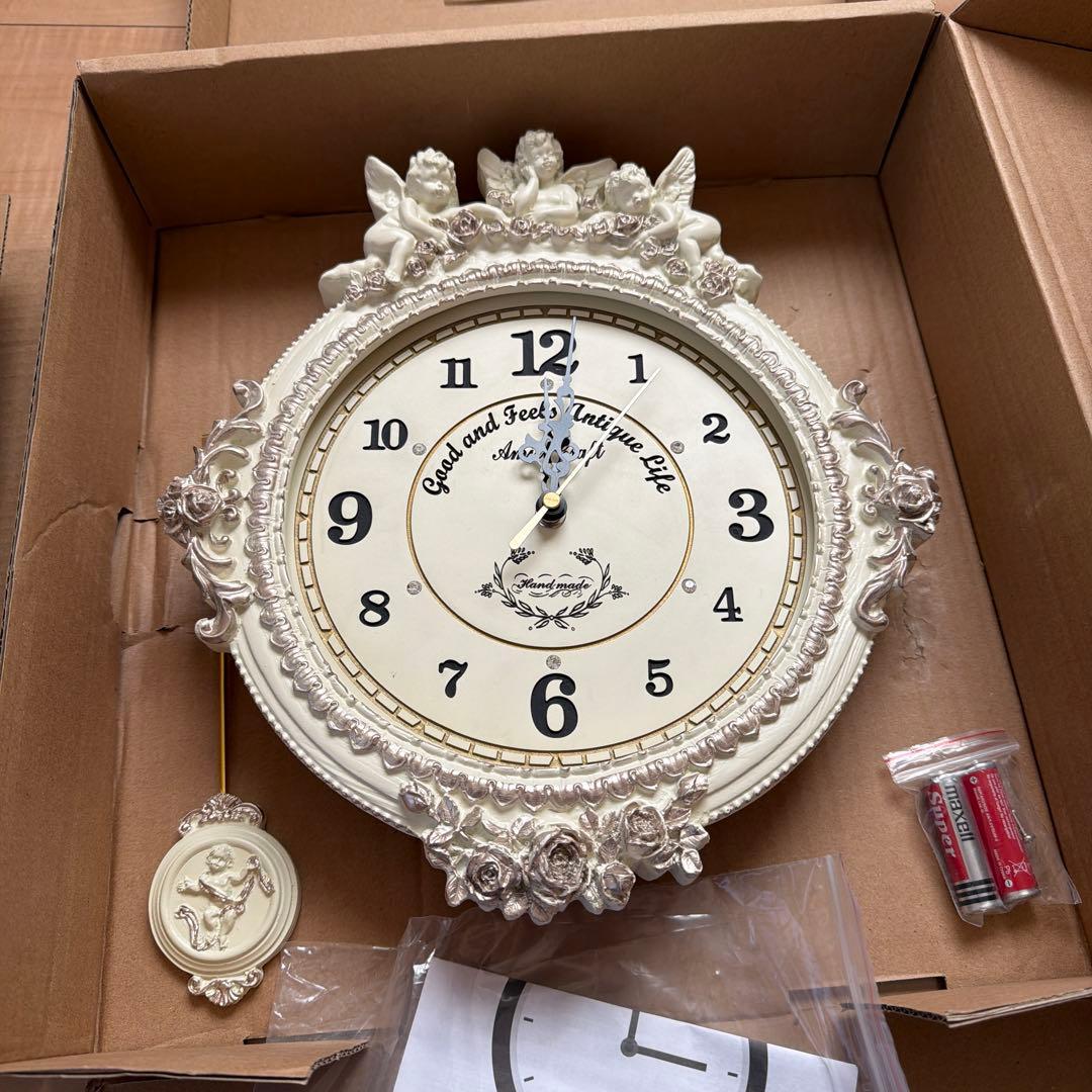 電波掛け時計 ゴールデンエンジェルラウンド振り子時計W (ホワイト) Amazon.co.jp: 電波掛け時計 ゴールデンエンジェルラウンド振り子時計W