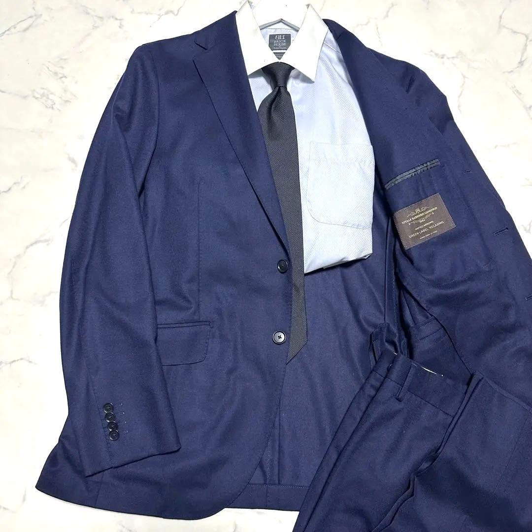 未使用級美品　ユナイテッドアローズ　カノニコ生地　ネイビースーツ　サキソニー　紺 成人式やパーティーシーンで映える一着！カノニコ生地を使った