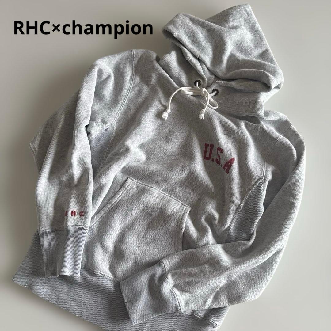 【希少】RHC ロンハーマン グレー パーカー チャンピオン フード RHC ロンハーマン】Championとの人気エクスクルーシブ企画より新作の