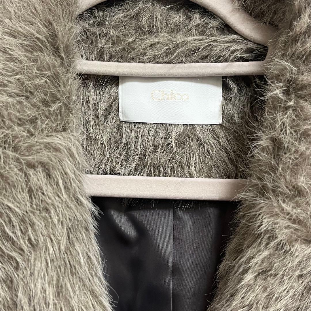 Chico 金ボタンシャギーミディジャケットコート ブラウン - メルカリ