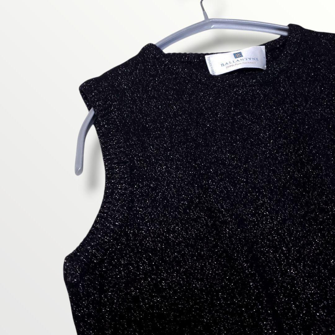 美品 カシミヤ100% バランタイン カシミヤ ニット ベスト ブラック
