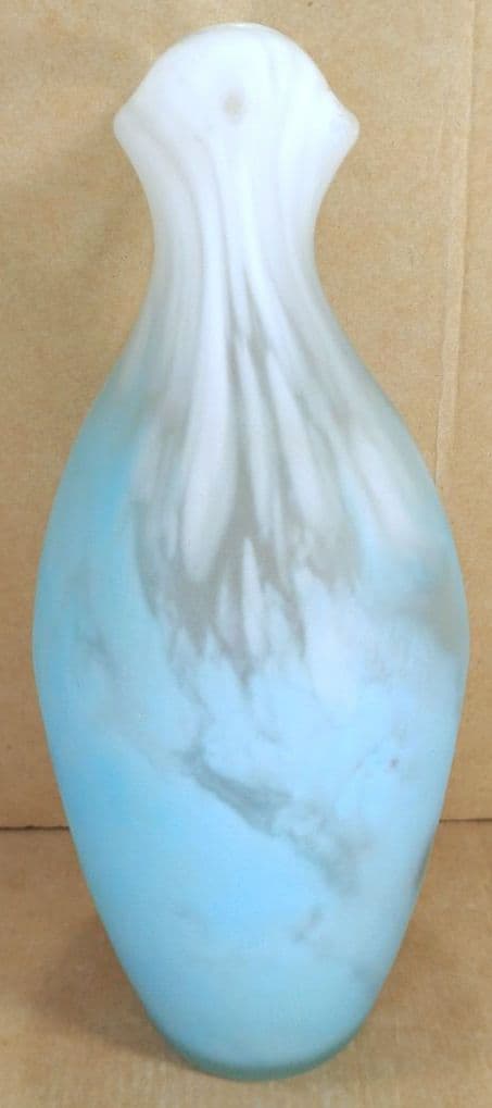 本物保証】藤田喬平 手吹 花瓶(水色系,手付) 共箱 高さ23㎝