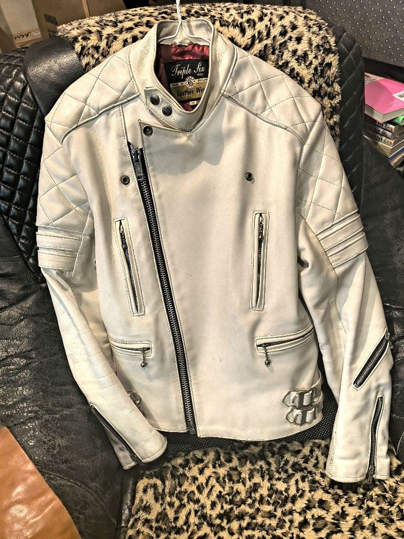 貴重 666 Triple Six レザージャケット 36 ホワイト