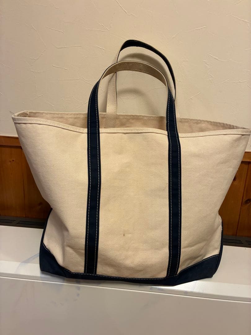 ＬＬBEAN ネイビー トートバッグXL良品 L.L.Bean / 別注 Deep Bottom Leather Handle Zip Tote XL（トート