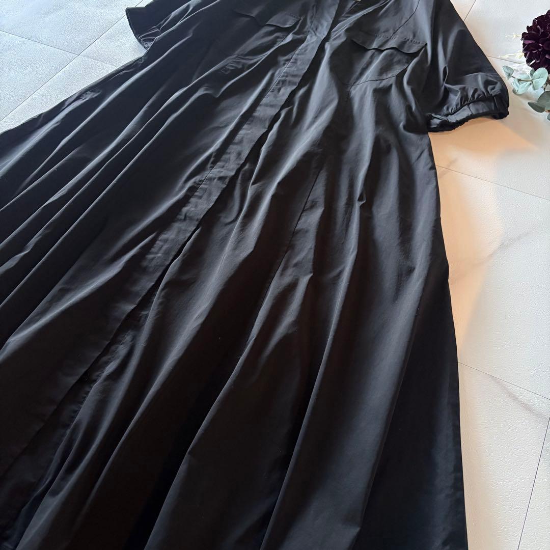 NO.3-139 MARINA RINALDI 46サイズ　黒ロングシャツワンピ