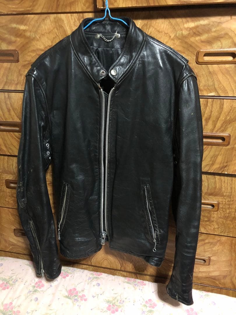 ヴィンテージ レザー シングル ライダース ジャケット 黒 ブラック TALON 60's~ レザーシングルライダースジャケット 逆ハの字 ブラック TALON