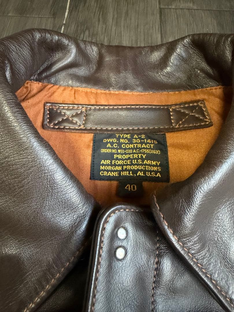 極美品/TALONジップMORGAN PRODUCTIONS A-2 牛革 40
