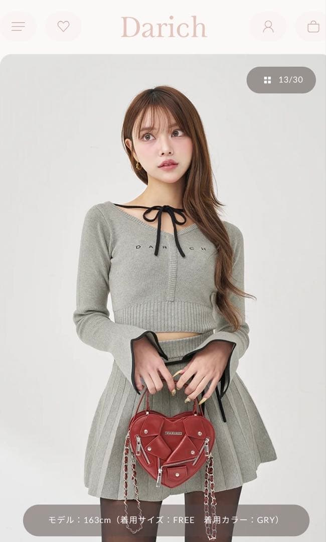 Darich ウエストオープンリボンデザインニットミニワンピース フリー