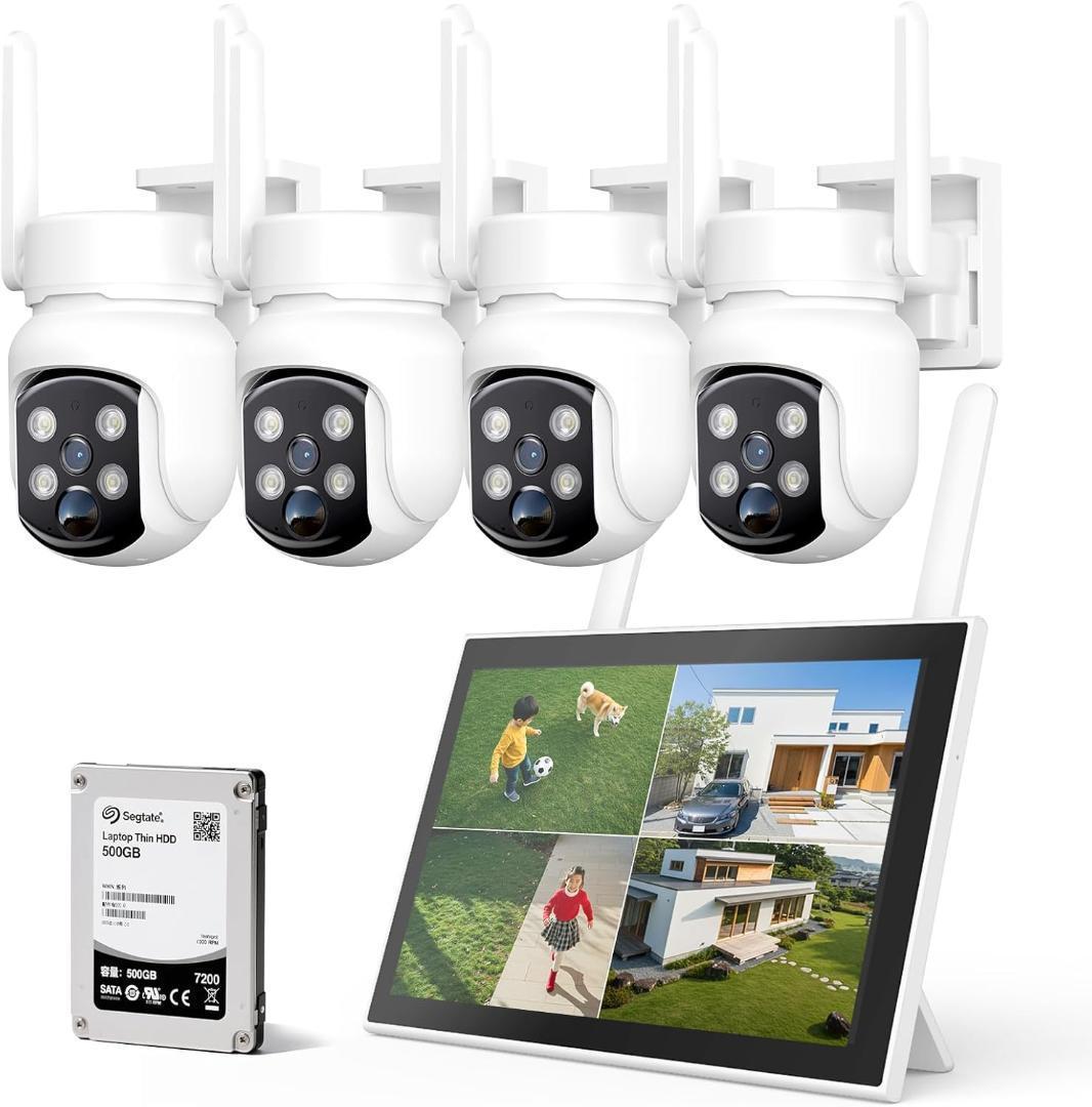 【開封・未使用】YESKAMOO 防犯カメラ ワイヤレス 屋外 4台セット #3 Amazon.co.jp: 【500万画素·10インチモニター800万画像対応】防犯