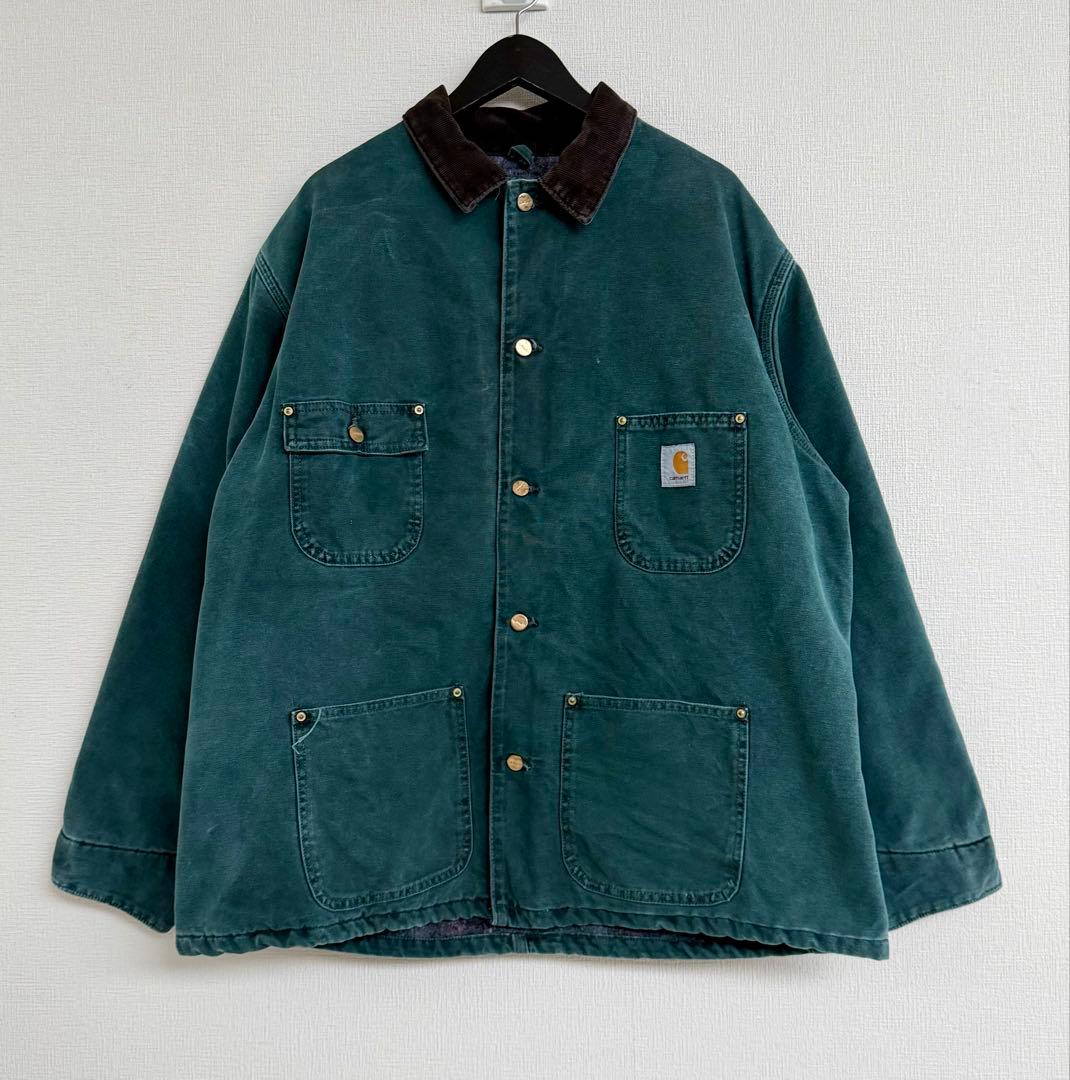 超スペシャル 80s 星タグ カーハート チョアコート XL グリーン 緑 CARHARTT】カーハート 星タグ ダックコート USA製 希少グリーン