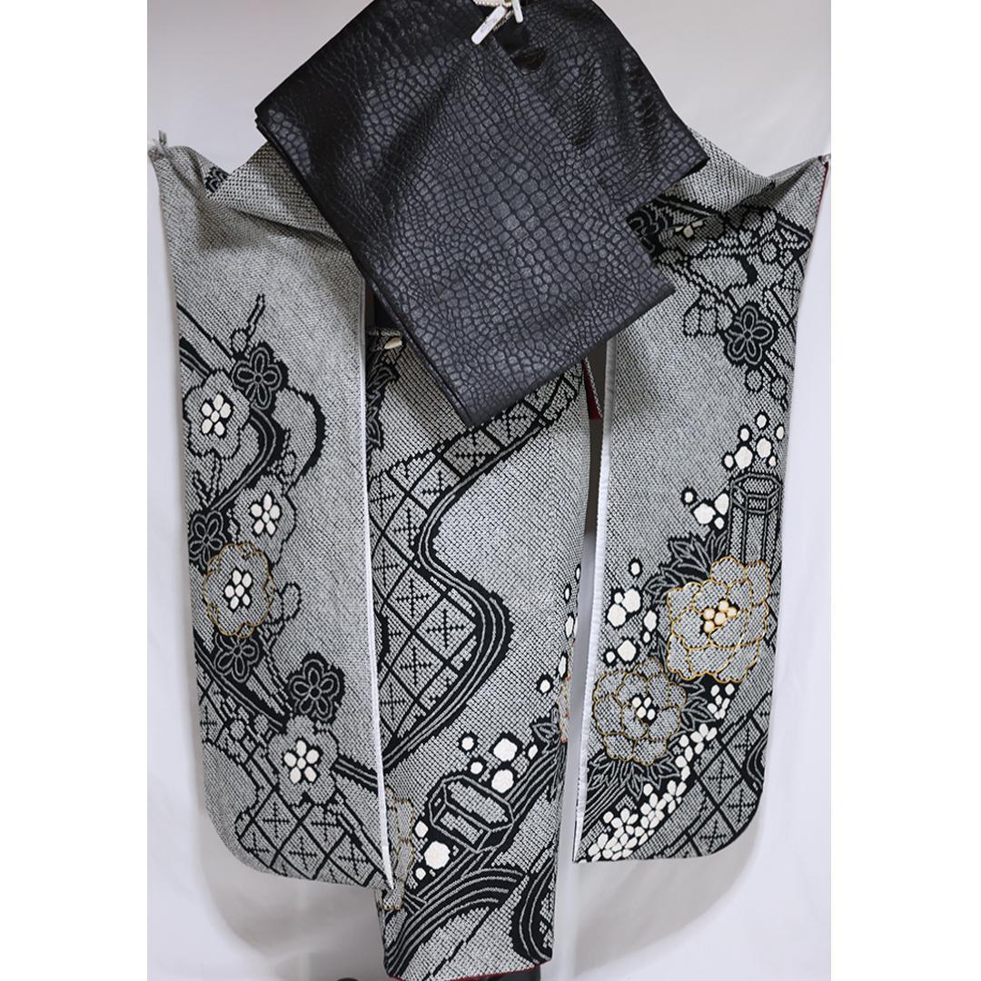 良好】豪華総絞り振袖8点セット◇164cm帯小物付フルセット黒白正絹Ub41