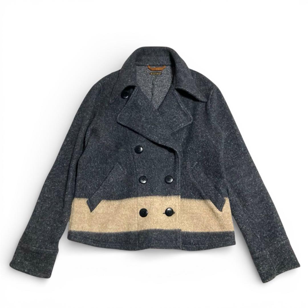 キャピタル☆ KAPITALウールジャケット ショートピーコート バイカラー