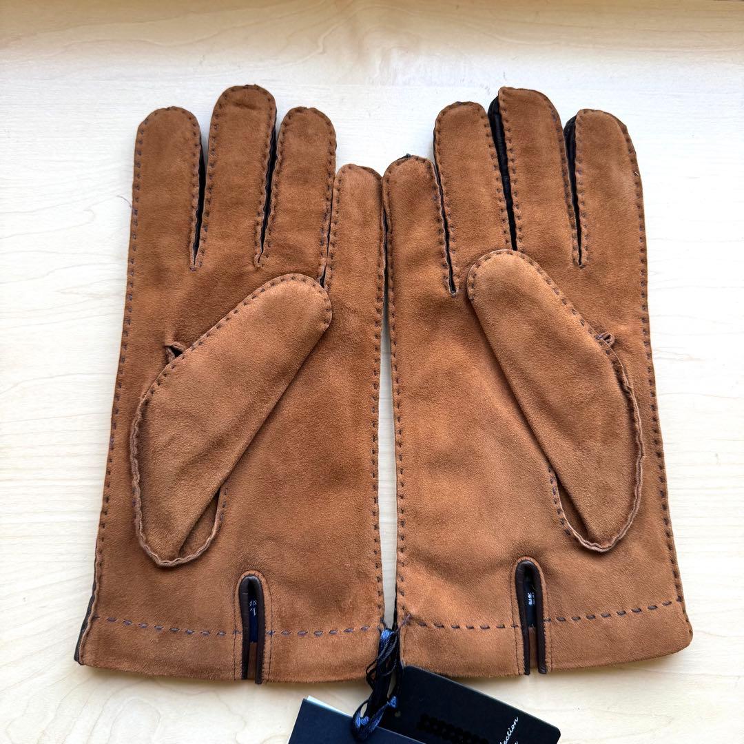 ☆新品☆GALA GLOVES メンズ 高級レザー手袋 スエード カシミヤ 茶