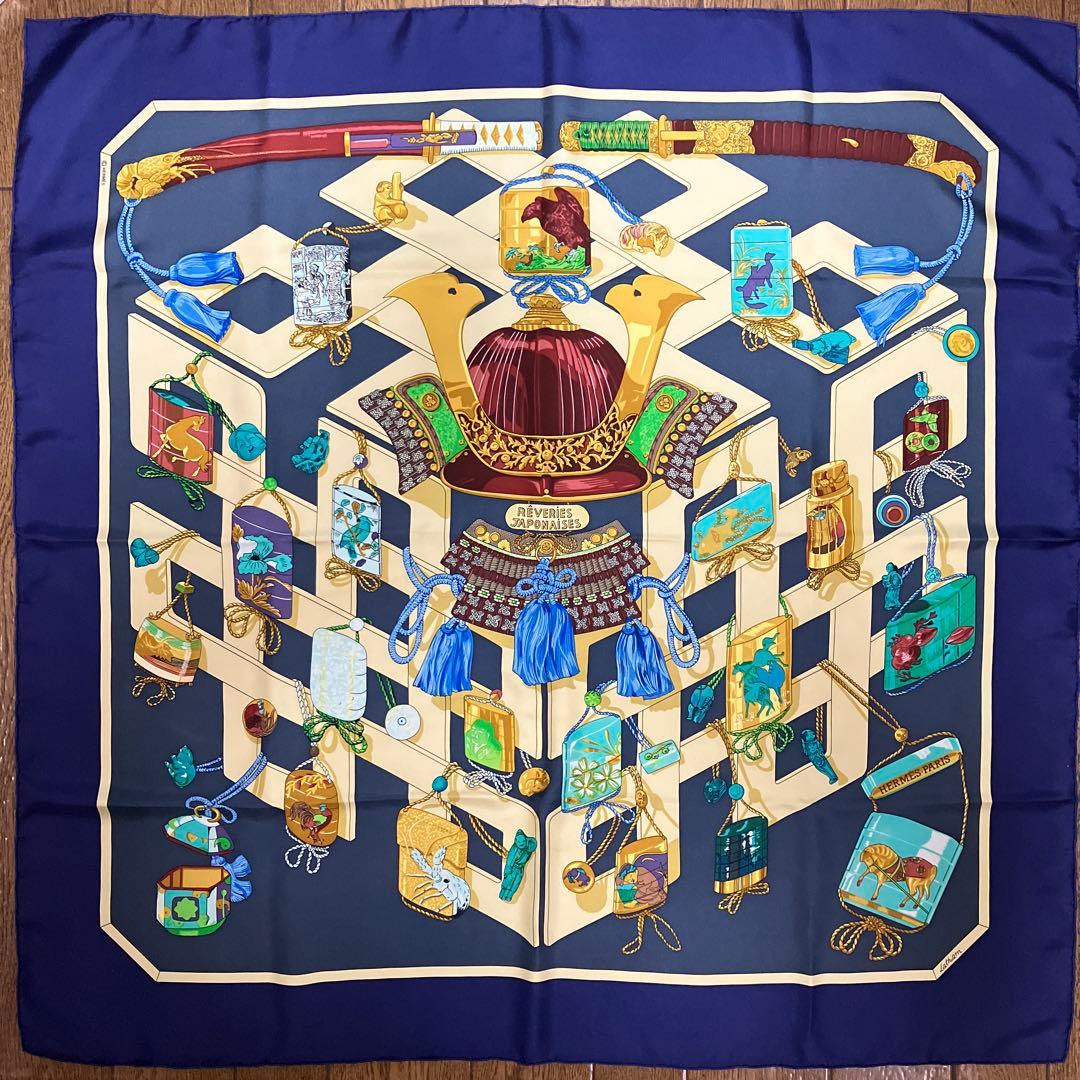 エルメス　スカーフ90cm レア柄❣️ 「日本への憧れ」 スカーフ 90 - レディス, スカーフ、ショール＆マフラー, スカーフ