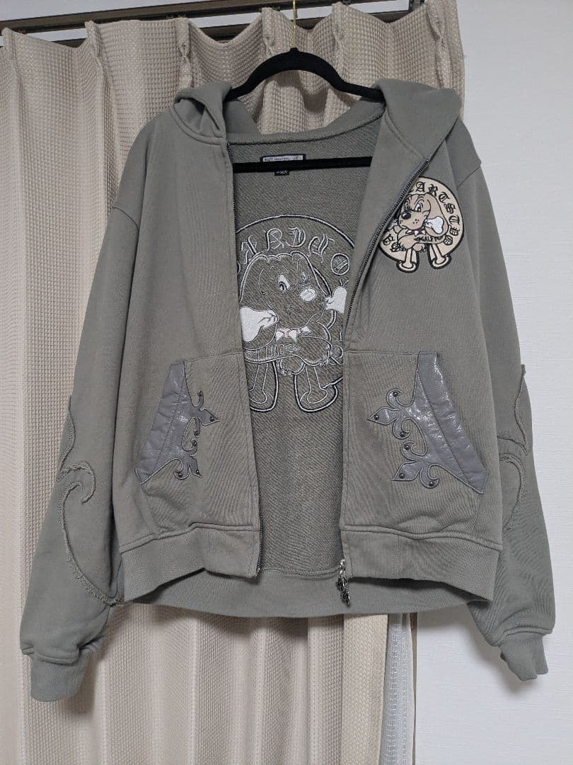 美品【GALFY】百合の紋紋パーカー /【ガルフィー】ロゴダブルジップパーカー GALFY（ガルフィー） パーカー 「GALFY」百合の紋紋パーカー