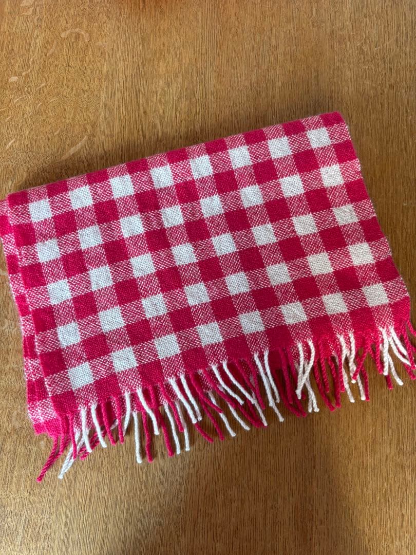 クウプノオト　カシミヤマフラー　ピンク赤 手織り紡ぐ手づくり松下香葉子