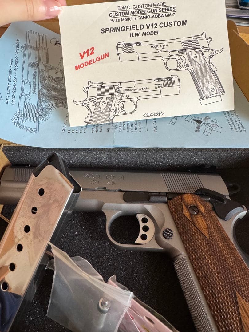 B.W.C SPRINGFIELD V12 CUSTOM H.W. モデルガン BWC] スプリングフィールド V12 CUSTOM ブラストステンレスシルバー