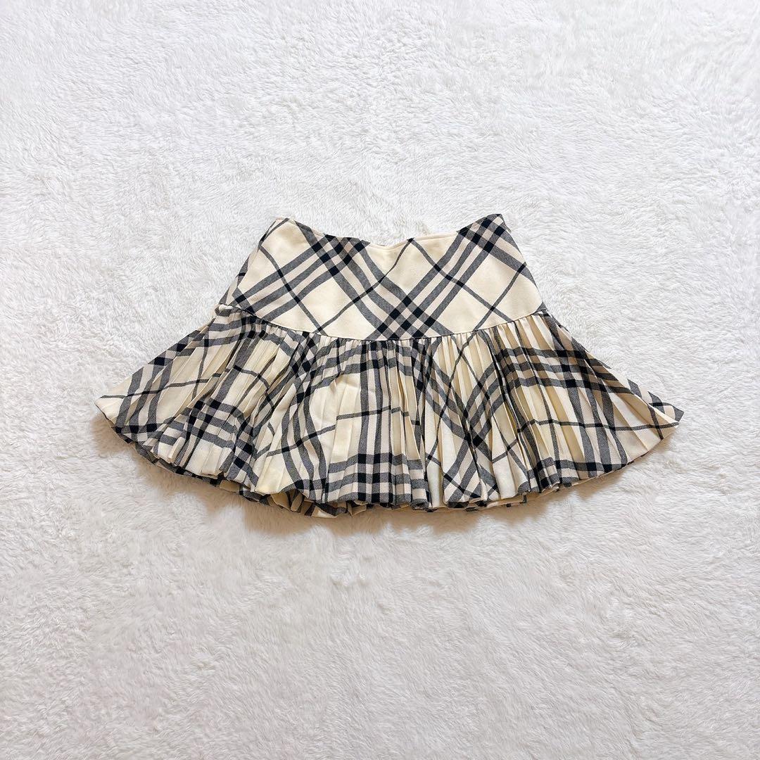美品]バーバリーブルーレーベル ノバチェック柄 ミニスカート プリーツ