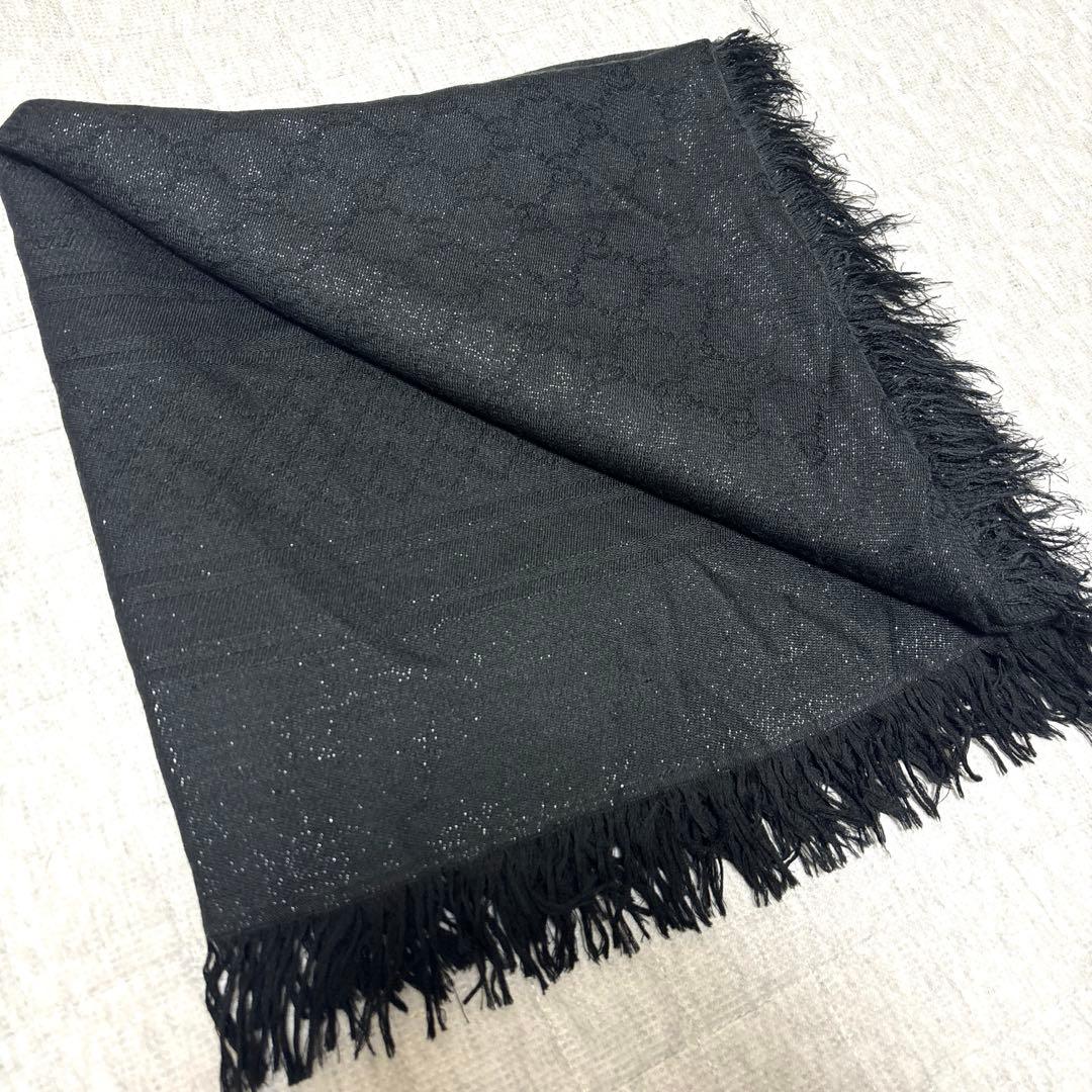 GUCCI グッチ GG大判ストール ラメ シルク混 ブラック - メルカリ