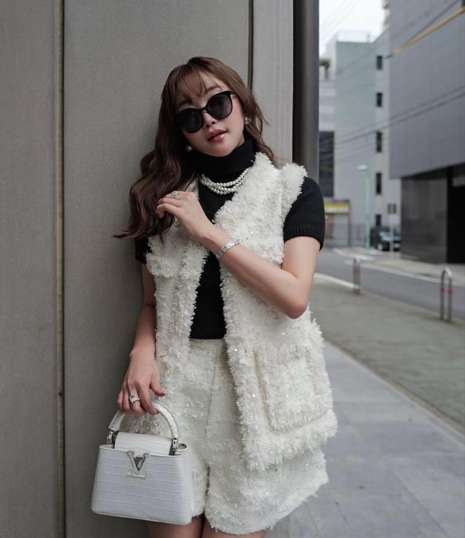 shellerシェリエツイードショートパンツSエクリュ 中古・古着通販】sheller (シェリエ) タックフレアショートパンツ