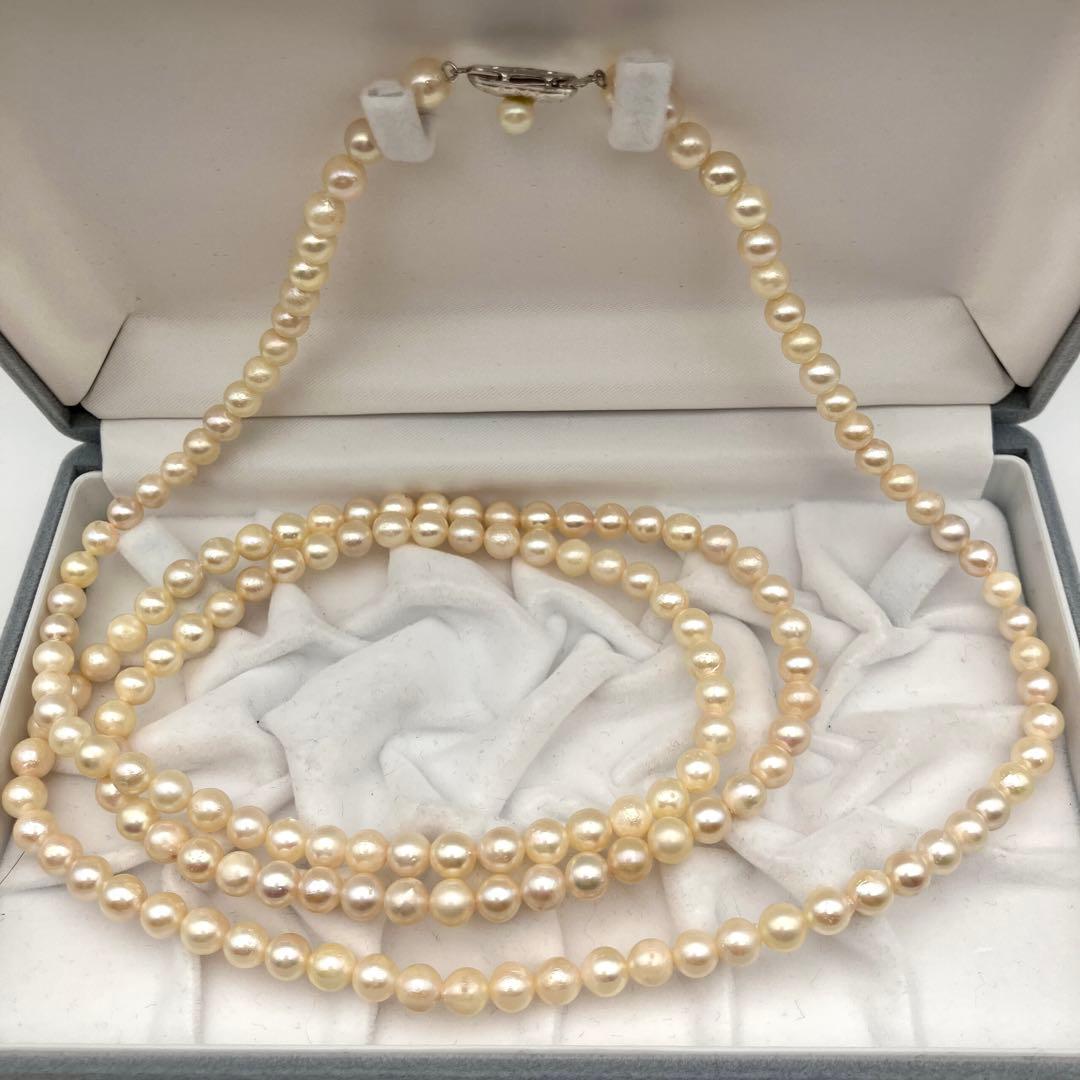 ロング✨ あこや真珠 6-6.5mm パール ネックレス 103.5cm SV