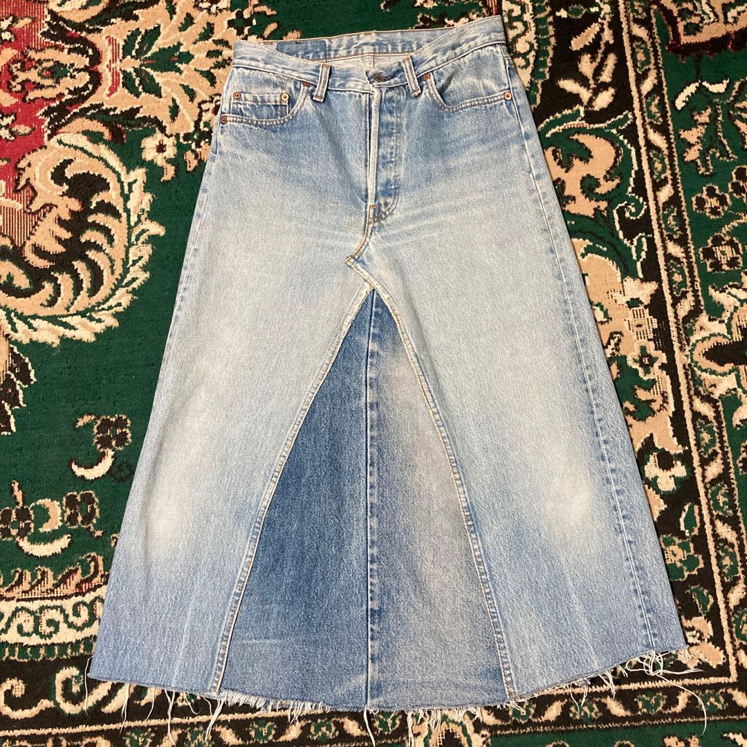 希少Levi's90sリーバイス大きめデニムリメイクスカートロングアメリカ