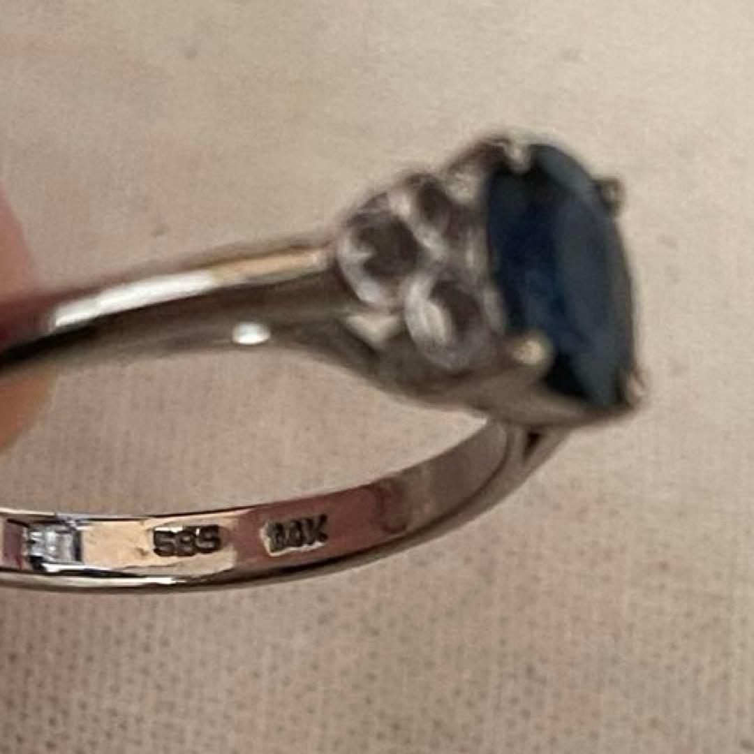 14金】13号 サファイア リング K14 WG（585刻印あり）指輪 - メルカリ