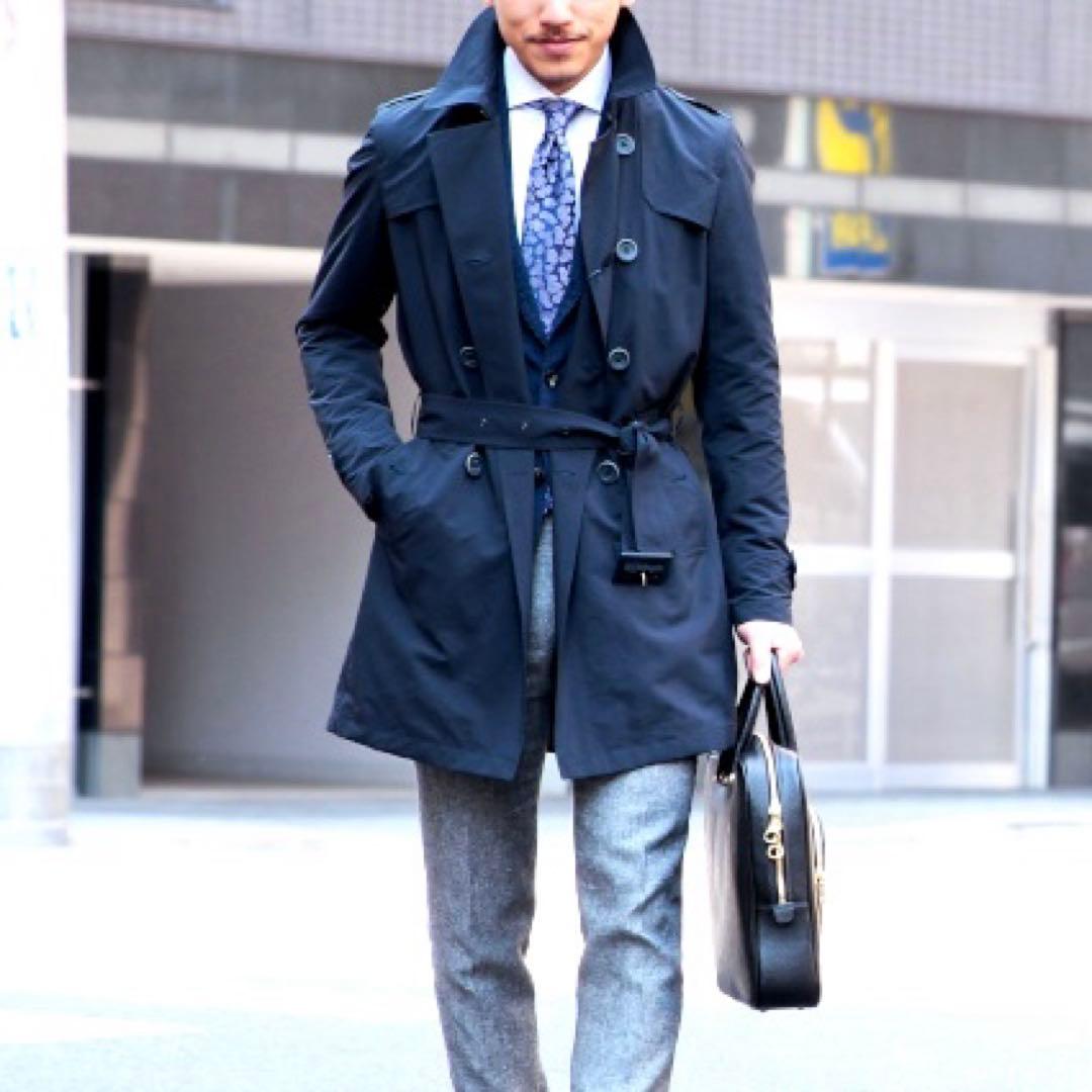 ✔️新品☆HERNO ヘルノ トレンチコート ダブルブレスト 紺 44 Sサイズ