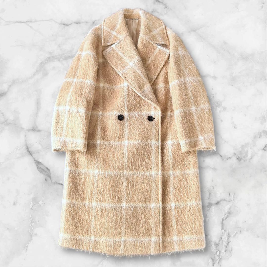 美品】23区 マンテコ シャギーチェックコート チェスターコート