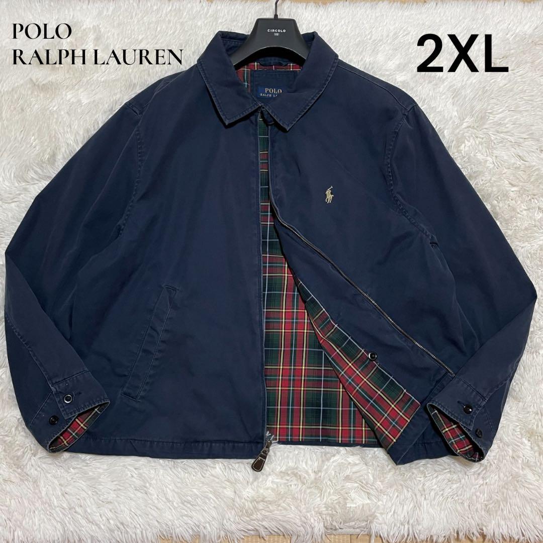 RALPH LAUREN ラルフローレン スイングトップ 2XL 紺 裏チェック ラルフローレン スウィングトップ 裏ウィンドウ・ペンチェック 表記(L